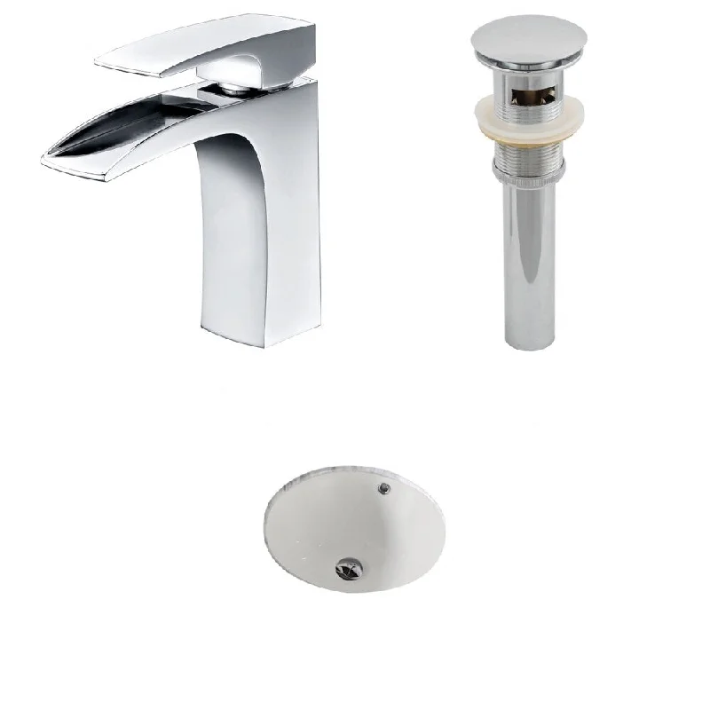 15.5-in. W x 15.5-in. D CUPC Round Undermount Sink Set In Biscuit With Single Hole CUPC Faucet And Drain