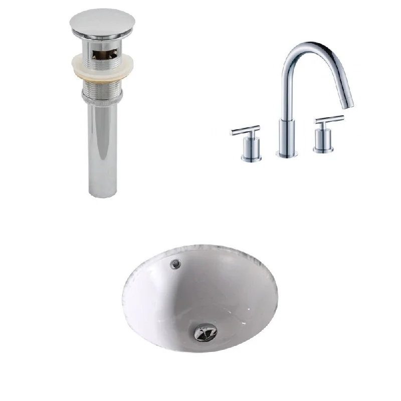 15.75-in. W x 15.75-in. D CUPC Round Undermount Sink Set In White With 8-in. o.c. CUPC Faucet And Drain