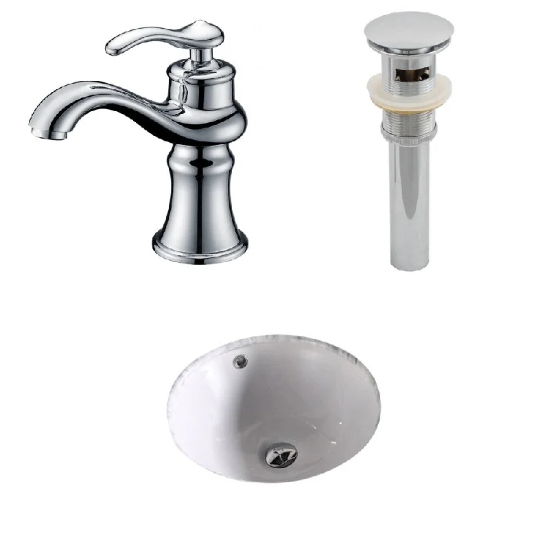 15.75-in. W x 15.75-in. D CUPC Round Undermount Sink Set In White With Single Hole CUPC Faucet And Drain