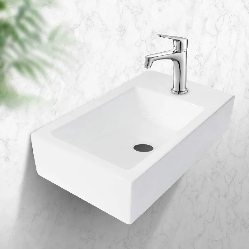 18"x10" Wall Mount Ceramic Bathroom Sink with Single Faucet Hole