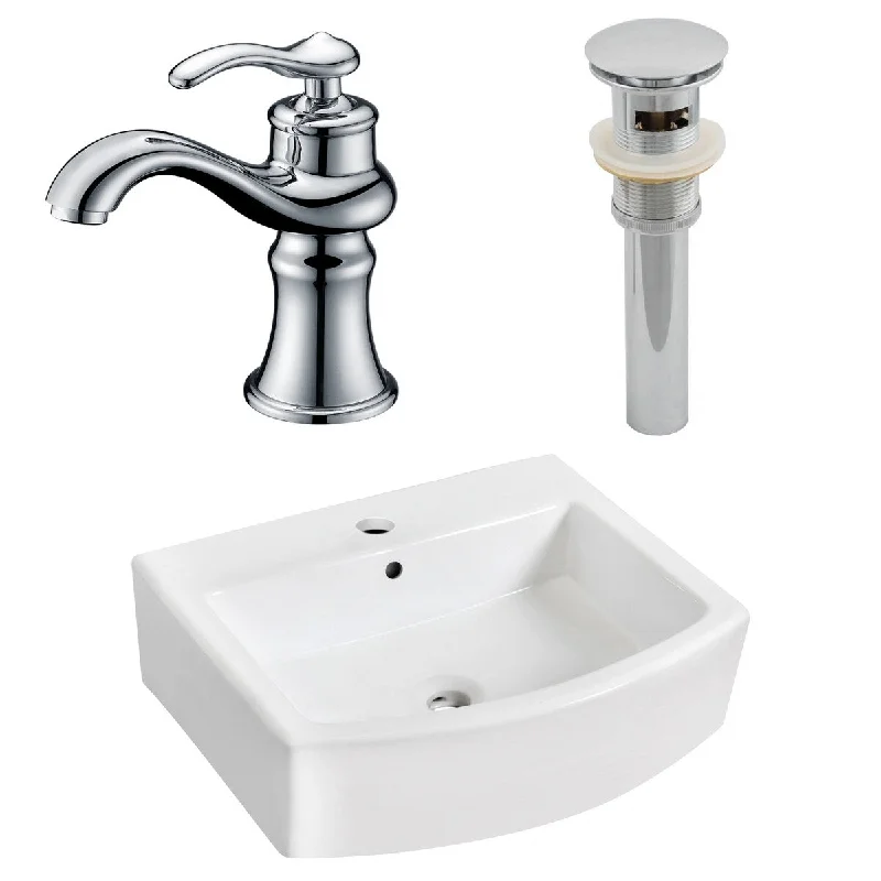 22.25-in. W Above Counter White Vessel Set For 1 Hole Center Faucet - Faucet Included