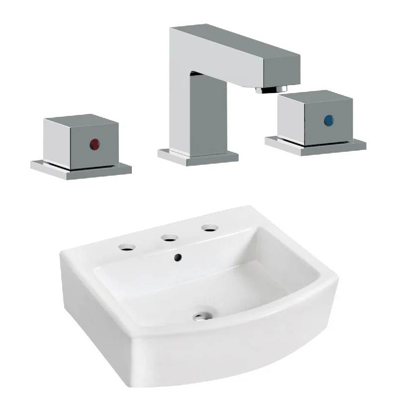 22.25-in. W Above Counter White Vessel Set For 3H8-in. Center Faucet - Faucet Included