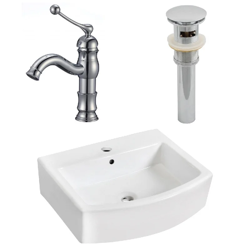 22.25-in. W Wall Mount White Vessel Set For 1 Hole Center Faucet - Faucet Included