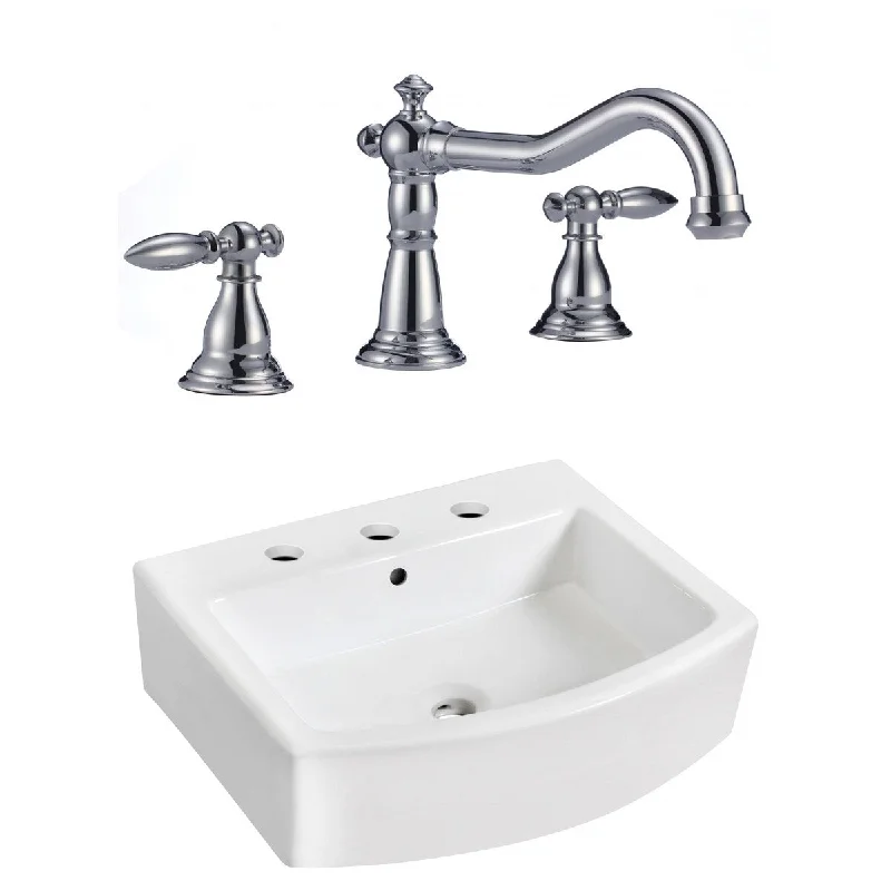 22.25-in. W Wall Mount White Vessel Set For 3H8-in. Center Faucet - Faucet Included