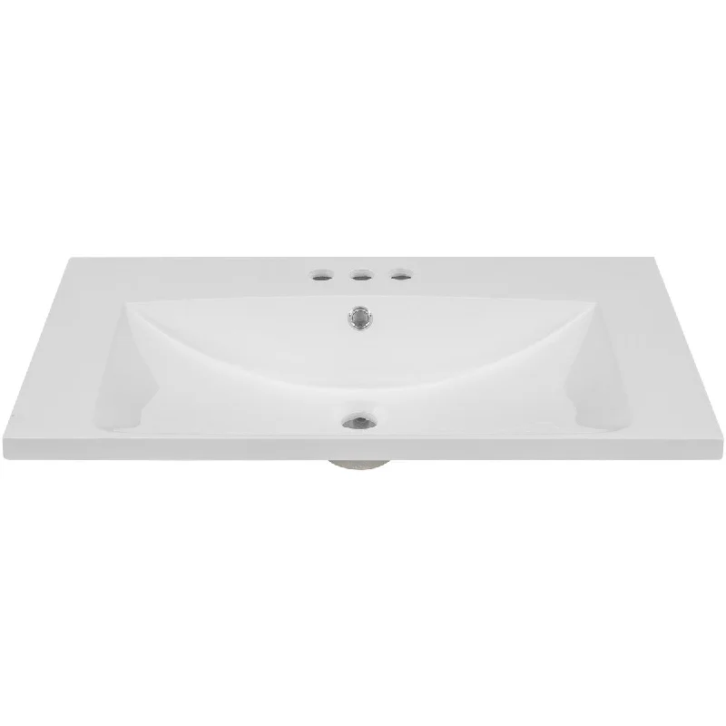 30" Ceramic Bathroom Vanity Top with Sink,3-Faucet Holes