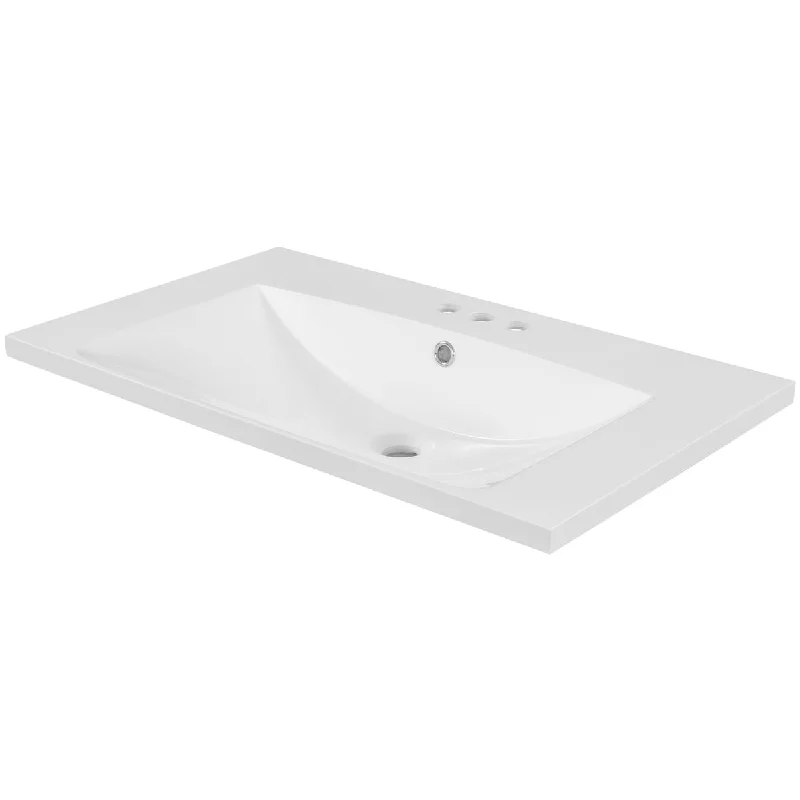 30"Single Bathroom Vanity Top with White Basin,3-Faucet Holes,Ceramic