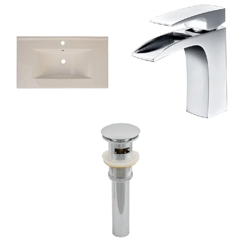 36-in. W x 20-in. D Ceramic Top Set In Biscuit Color With Single Hole CUPC Faucet And Drain