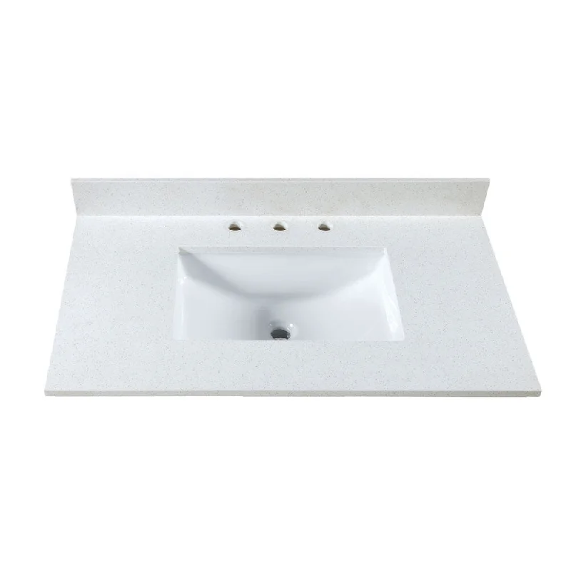 37-inch Off-White Quartz Countertop with 8-inch Widespread Faucet Holes