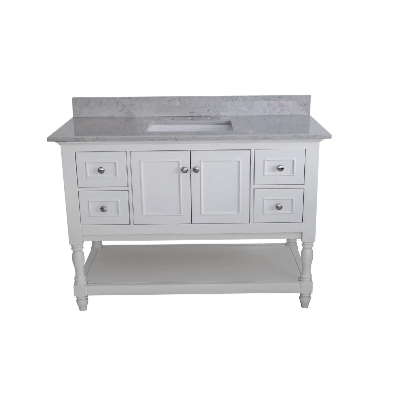 43" Gray undermount ceramic sink bathroom vanity top with 3 faucet hole