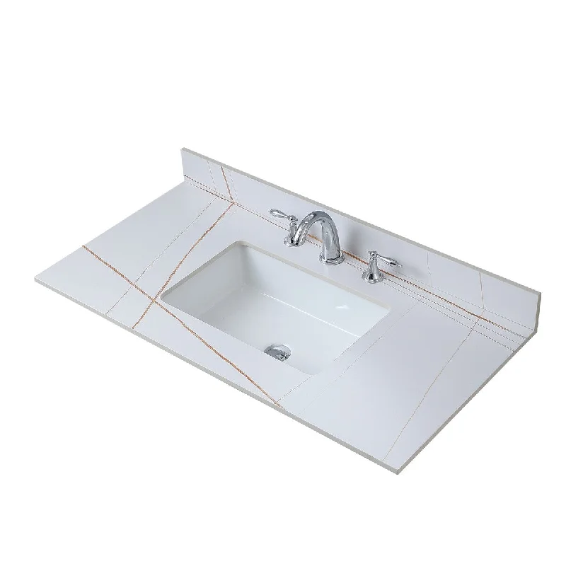 43inch bathroom vanity top stone carrara gold new style tops with rectangle undermount ceramic sink and three faucet hole