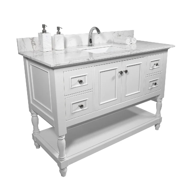 43x22 inch bathroom stone vanity top carrara white marble color with ceramic sink and single faucet hole with back splash