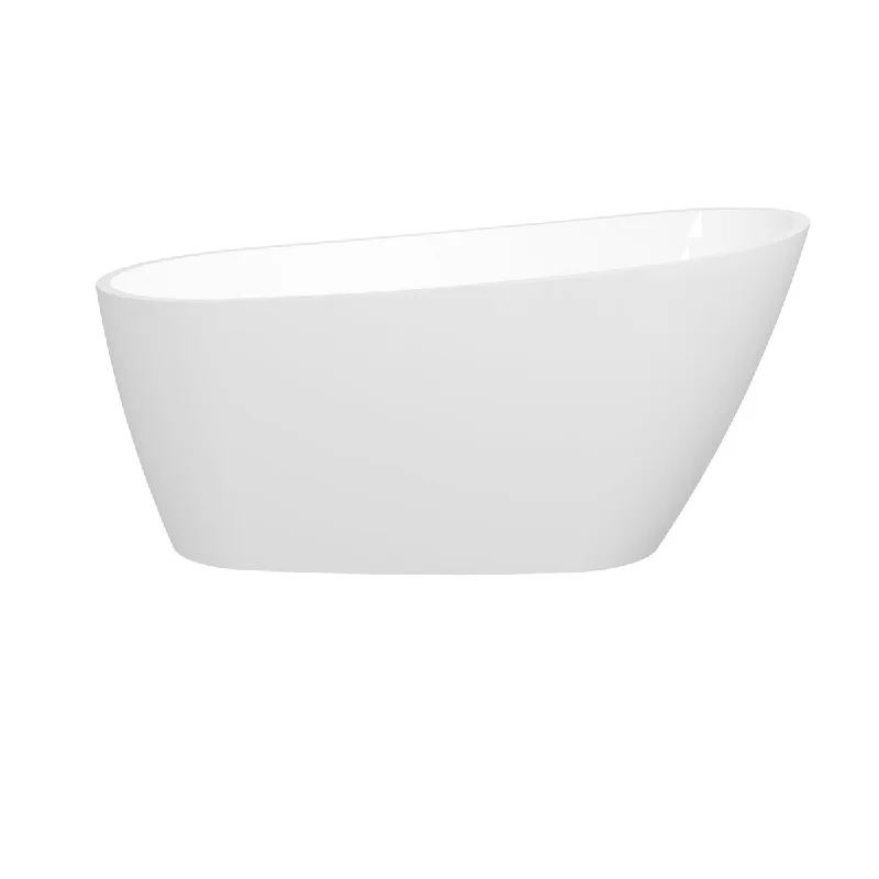 59.1 in. x 28.7 in. Acrylic Freestanding Soaking Bathtub with Reversible Drain in Brushed Nickel