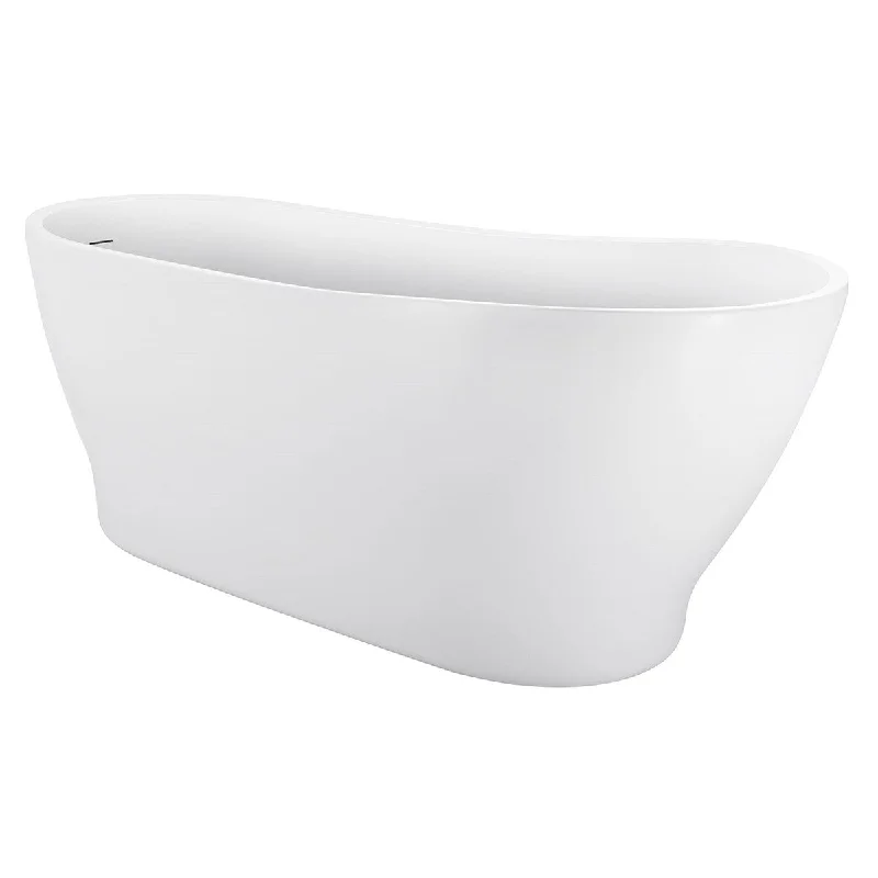 63" Acrylic Freestanding Bathtub，Contemporary Soaking Tub，White