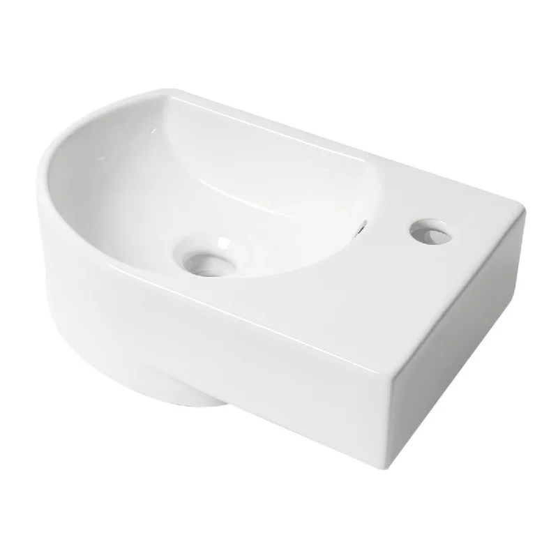 ALFI brand White 16" Small Wall Mounted Ceramic Sink with Faucet Hole