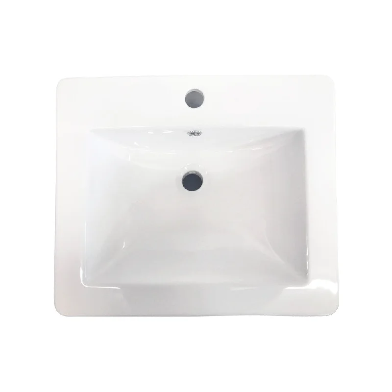 CB HOME Ceramic Drop in Bathroom Countertop Basin with Faucet Hole