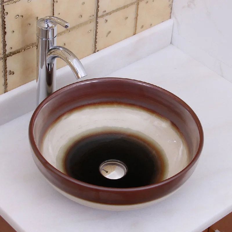 Elimax's 2026+882002 Multicolor Glaze Porcelain Ceramic Bathroom Vessel Sink with Faucet Combo