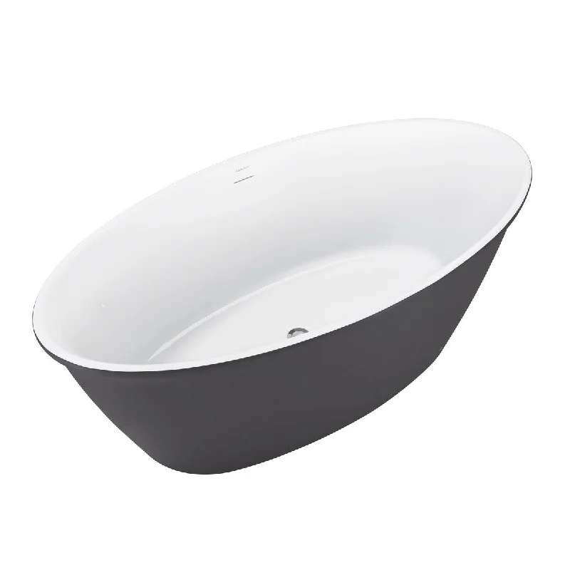 EPOWP 59" Freestanding Bathtub Soaking Tub white and gray