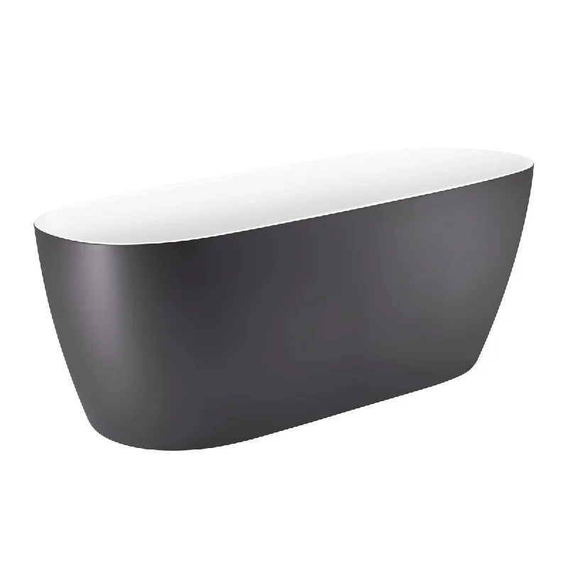 EPOWP Freestanding Bathtub Soaking Tub white inside and gray outside