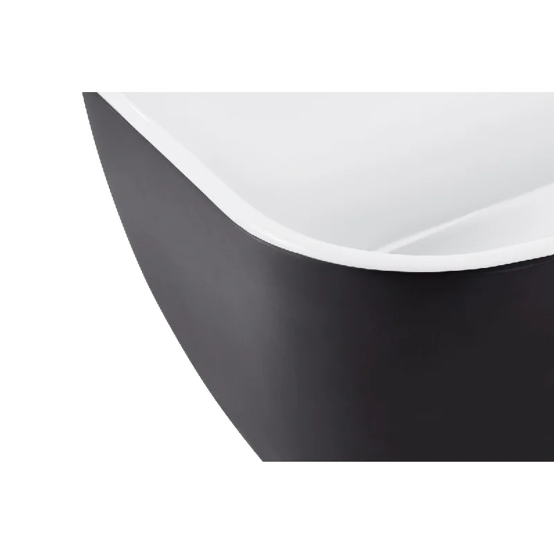 EPOWP Freestanding Bathtub Soaking Tub，white inside and gray outside