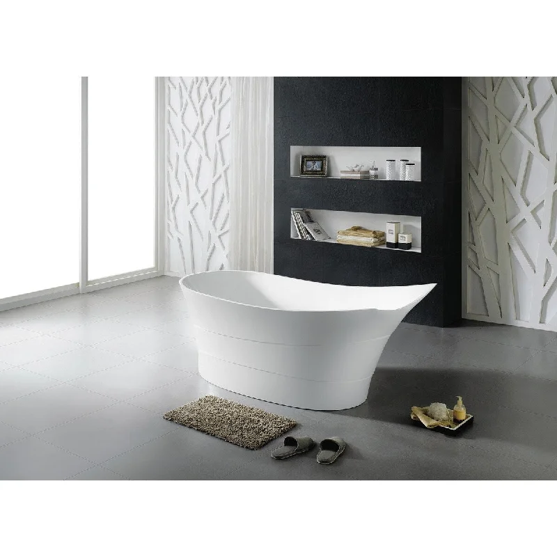 Floris 67" Freestanding White Acrylic Bathtub with No Faucet