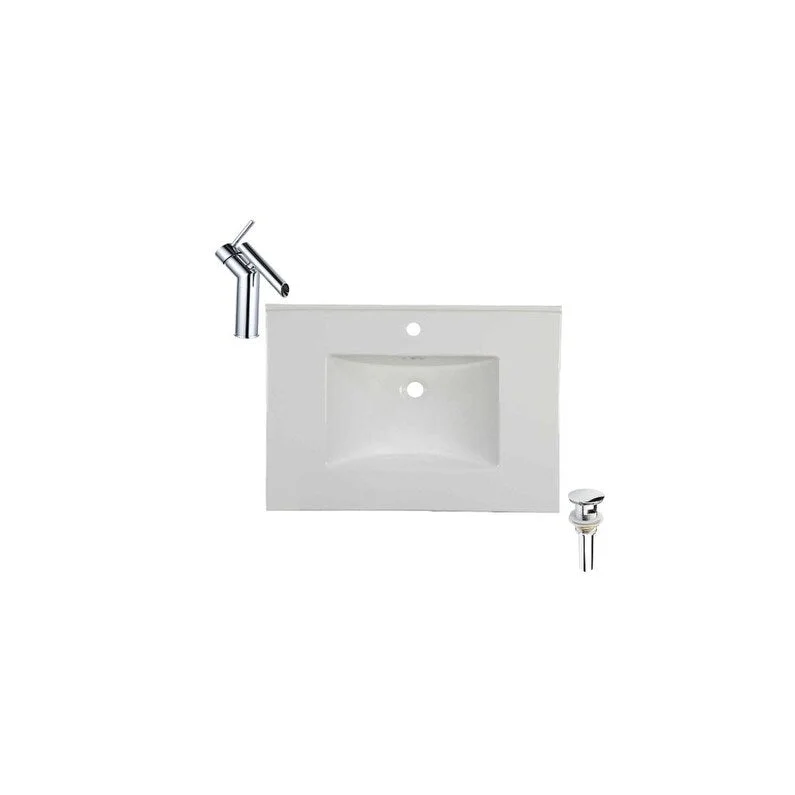 Hazara 20.2"W CUPC certified Rectangular Ceramic Bathroom Vanity Top Set in White with Chrome Faucet and Drain - HZR-1398