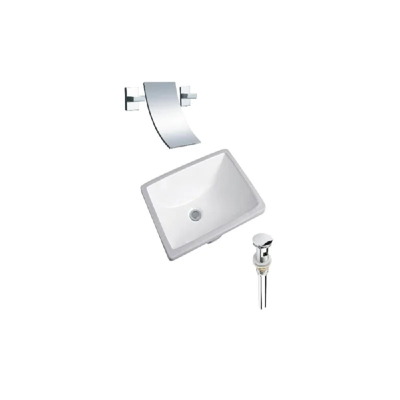 Hazara 20.3"W CUPC certified Rectangular Ceramic Bathroom Undermount Sink Set in White with Chrome Faucet and Drain - HZR-1178