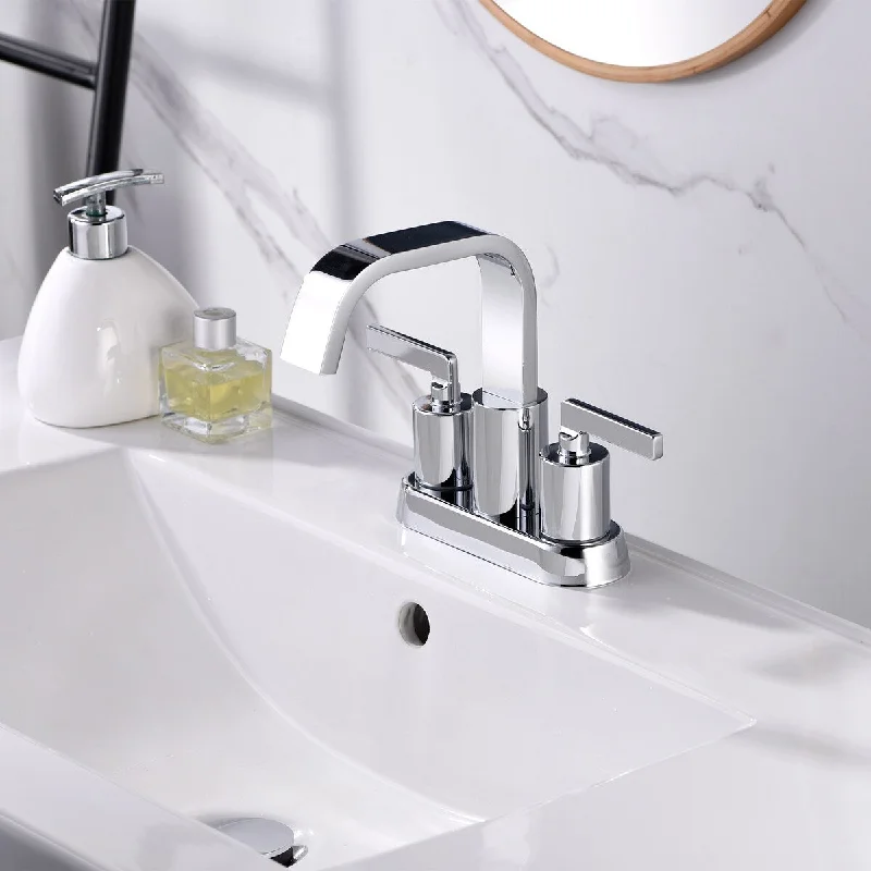 Luxier MSC14-T 4 in. Centerset 2-Handle Bathroom Faucet with Drain