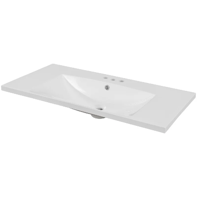 Merax Single Ceramic Bathroom Vanity Top with White Basin, 3-Faucet Holes