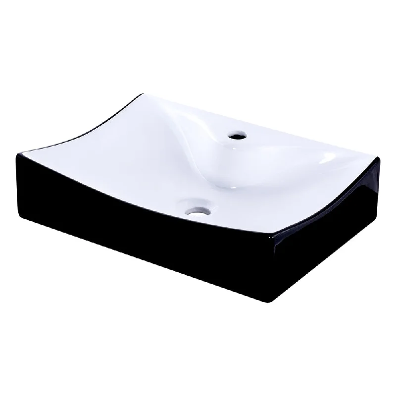 Novatto Black and White Porcelain Bath Sink with Faucet Hole, No Overflow