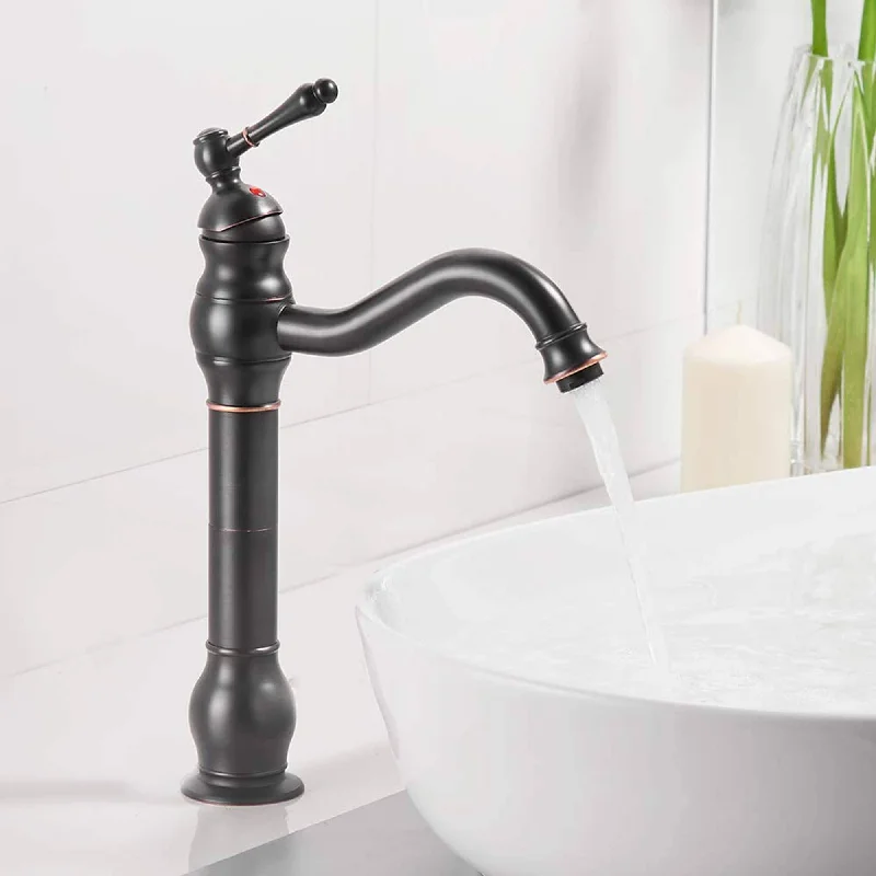 Single Handle Bathroom Vessel Faucet With Drain Assembly Single Hole Bathroon Vessel Sink Faucets Basin Vanity High Mixer Taps