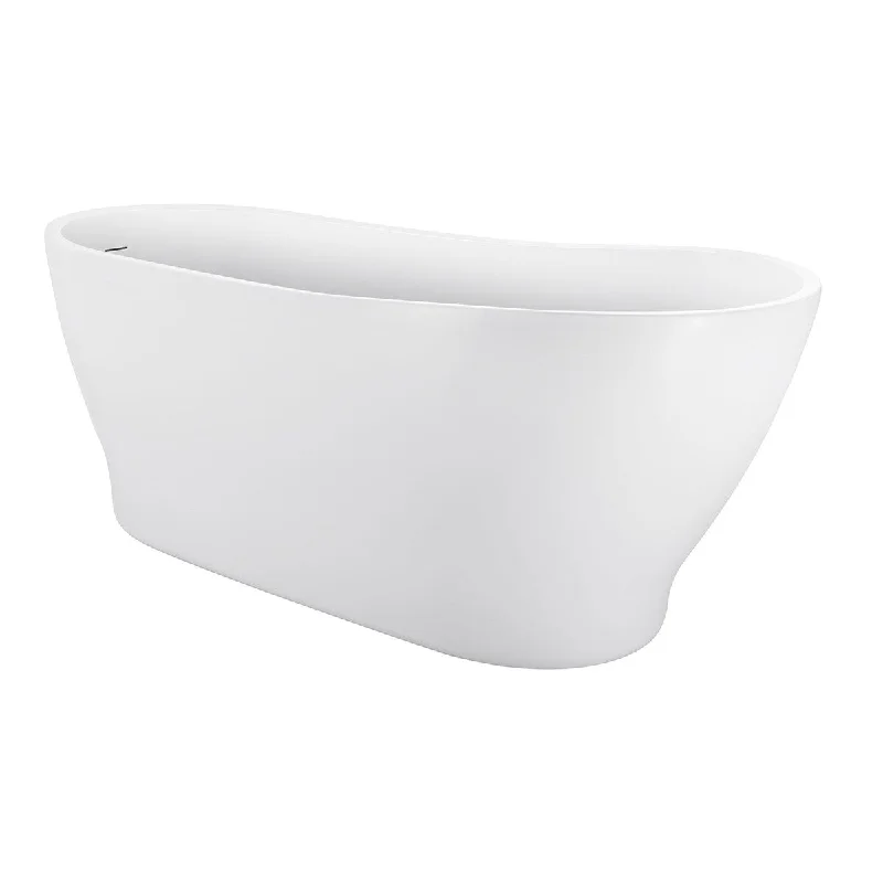 Toolkiss 59" 100% Acrylic Freestanding Bathtub，Contemporary Soaking Tub，white Bathtub