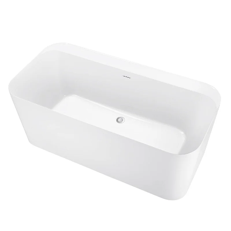 Toolkiss 67" 100% Acrylic Freestanding Bathtub，Contemporary Soaking Tub，white Bathtub