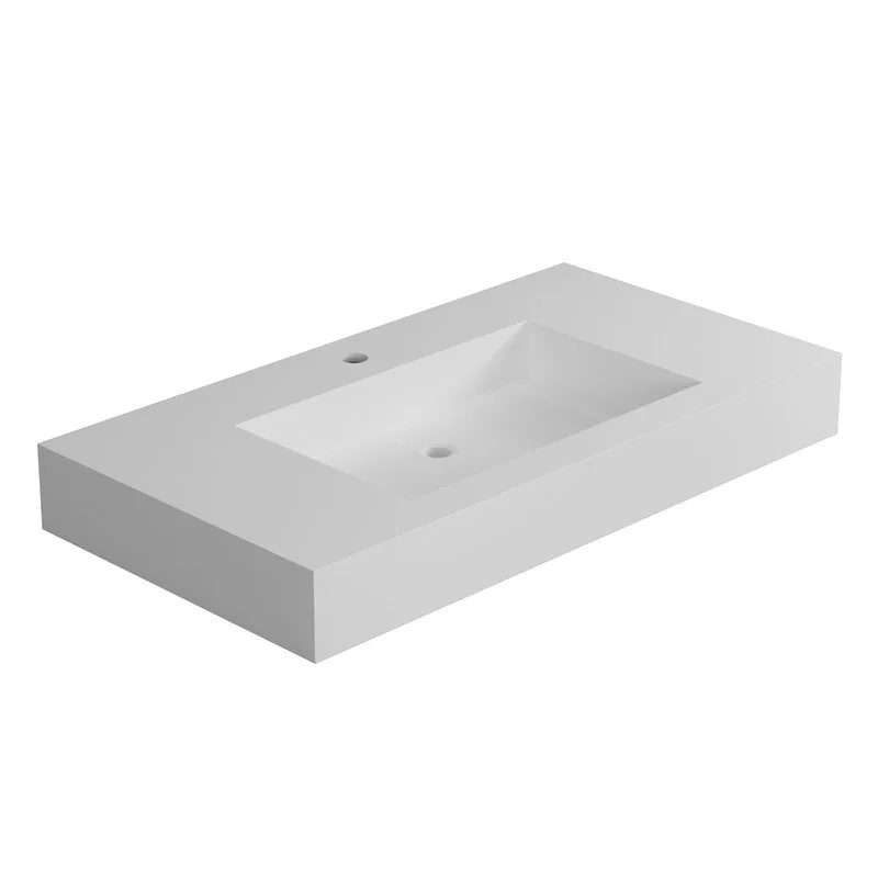 Tubcraft 35 in. Stone Solid Surface Wall-Mounted Rectangular Vessel Bathroom Sink