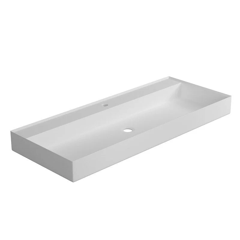 Tubcraft 47 in. Stone Solid Surface Wall-Mounted Rectangular Vessel Bathroom Sink