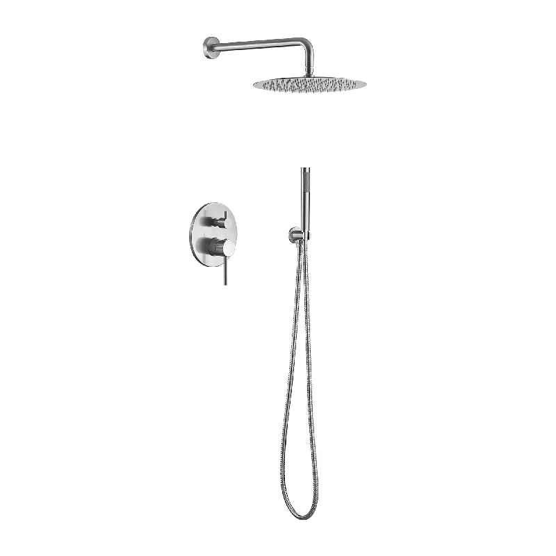 Wall Mounted Shower Faucet with Hand Shower Rain Shower System Set with 10 in Shower Head with Rough-in Valve