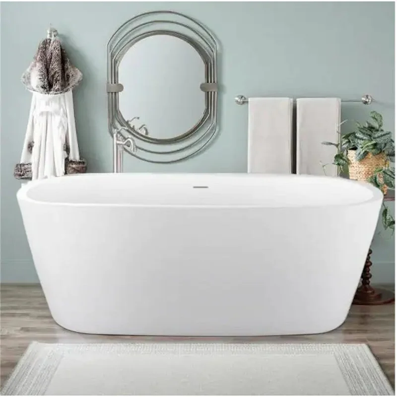 59" 100% Acrylic Freestanding Bathtub，Contemporary Soaking Tub，white