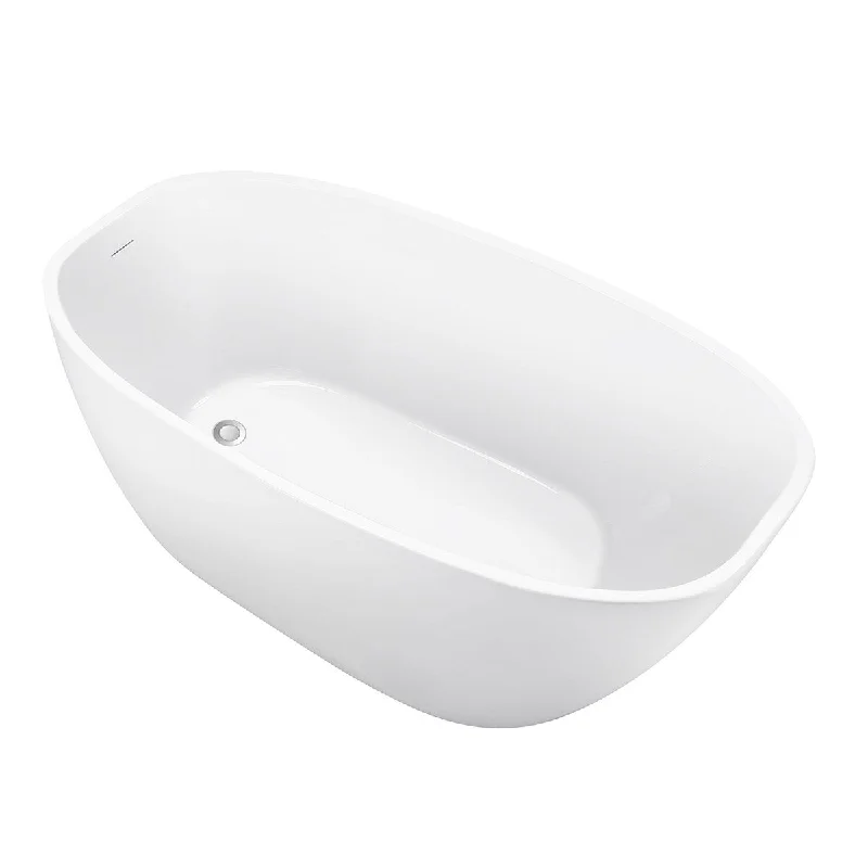 59" 100% Acrylic Freestanding Bathtub，Contemporary Soaking Tub，white Bathtub