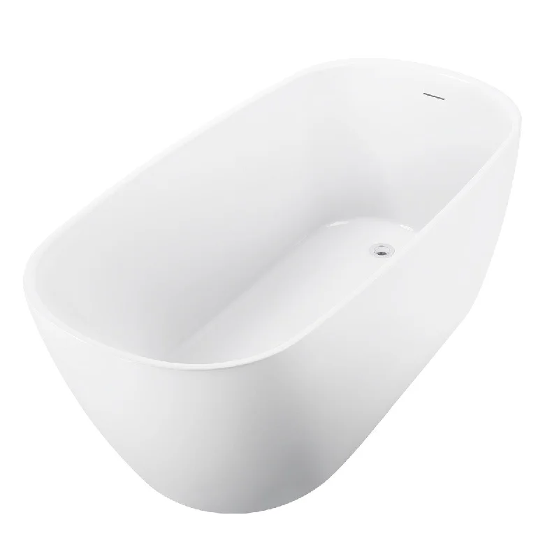 59" 100% Acrylic Freestanding Bathtub，Contemporary Soaking Tub，white bathtub