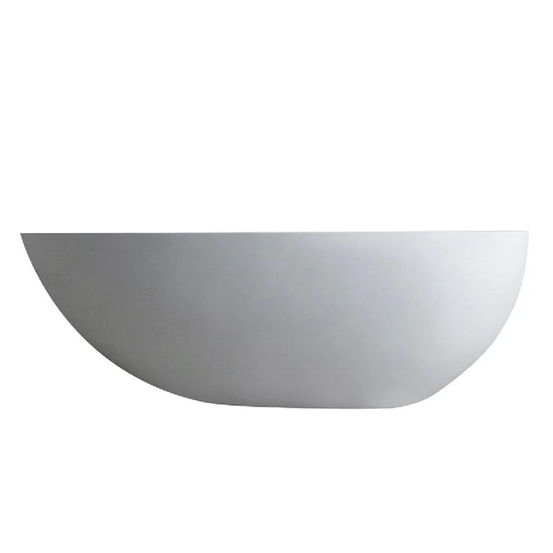 59 in. x 29.5 in. Stone Resin Solid Surface Freestanding Soaking Bathtub with Reversible Drain in White