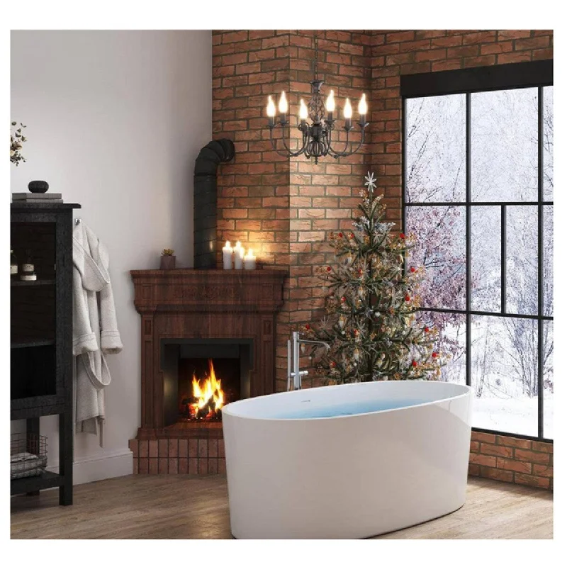 63 in. Acrylic Bathtub Flatbottom Freestanding Non-Slip, Glossy White