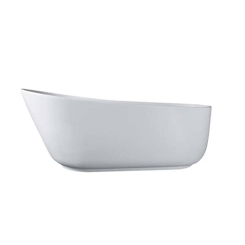 66.9 in. x 31.5 in. Stone Resin Solid Surface Freestanding Soaking Bathtub with Reversible Drain in White