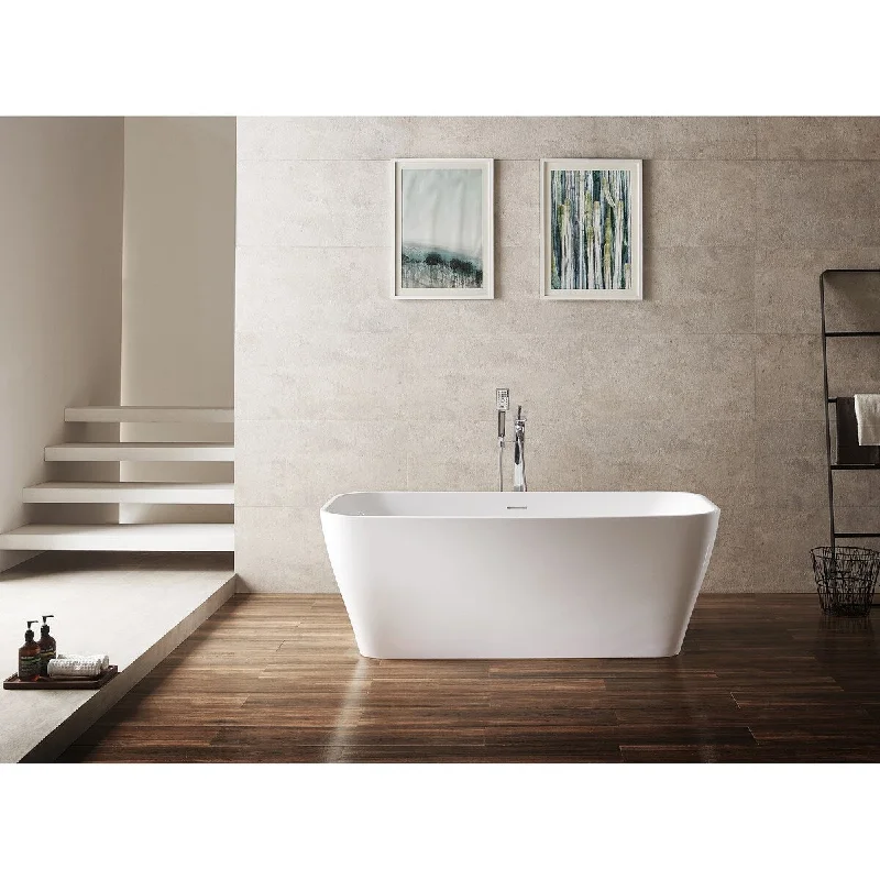 Argo 67" Freestanding White Acrylic Bathtub with No Faucet