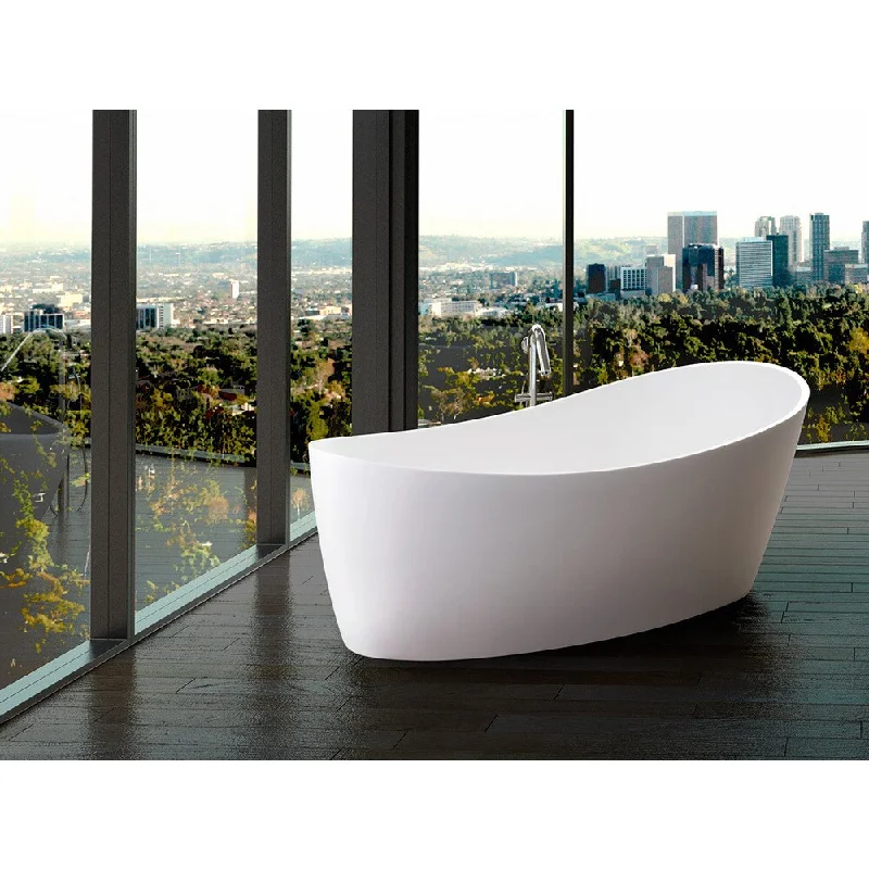 Clarke Dune II Satin White Oval Freestanding Bathtub