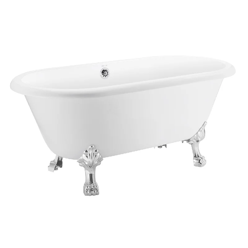 EPOWP 59" 100% Acrylic Bathtub Contemporary Soaking Tub White bathtub