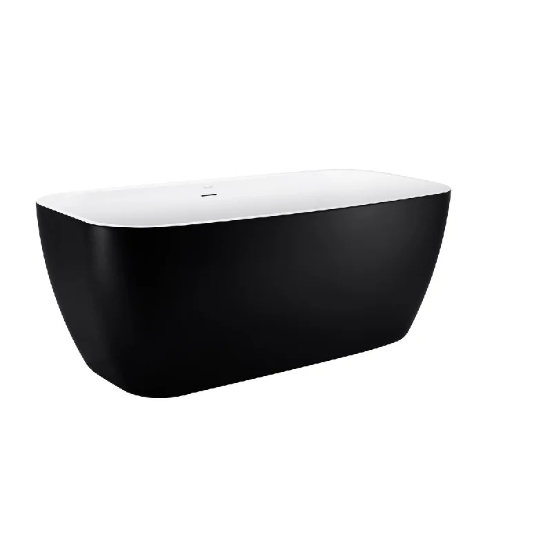 EPOWP 59" 100% Acrylic Freestanding BathtubWhite inside black outside