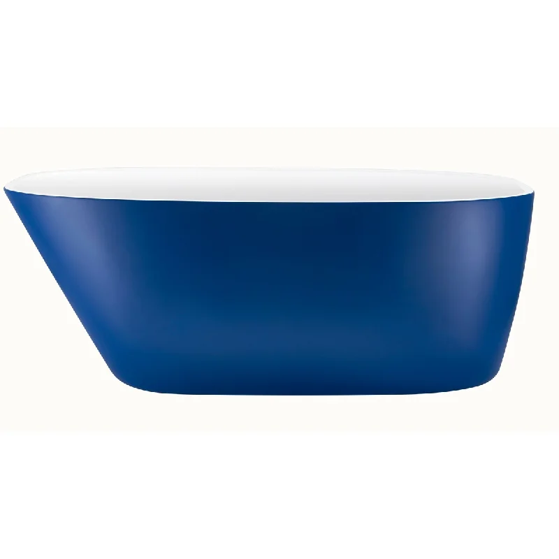 EPOWP 63" Acrylic Freestanding Bathtub Soaking Tub white and blue