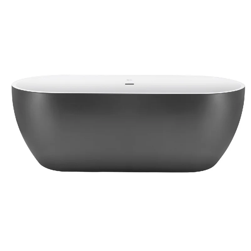 EPOWP 65" Acrylic Freestanding Bathtub Soaking Tub White and gray