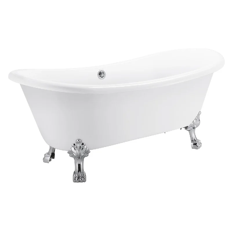 EPOWP 67" White bathtub 100% Acrylic Freestanding Bathtub Soaking Tub