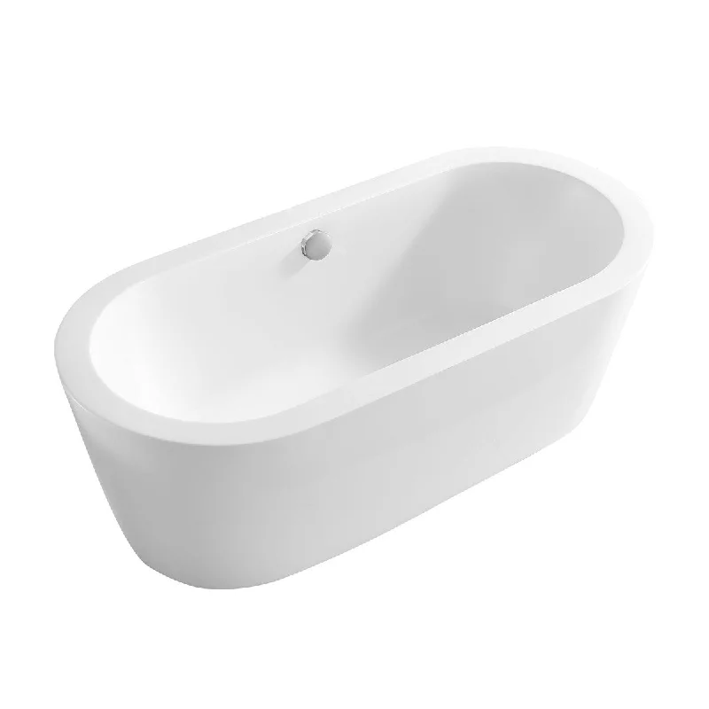 Kichae 67 inch Acrylic Freestanding Bathtub White Oval Soaking tub