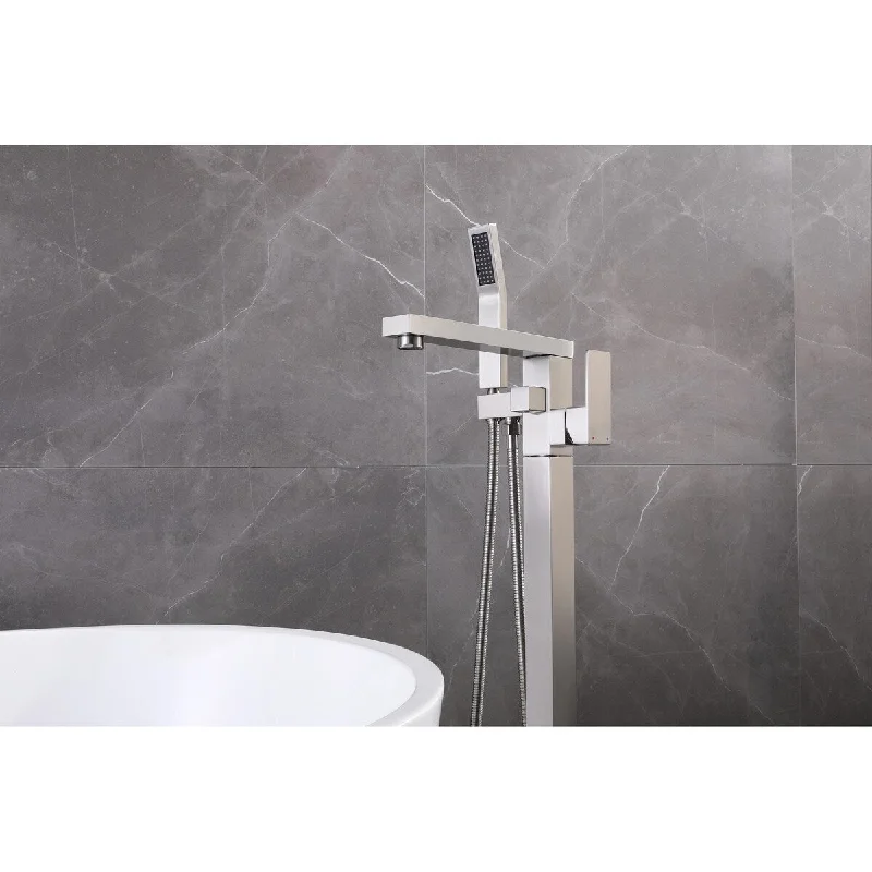 Single Handle Floor Mounted Freestanding Tub Filler with Handshower